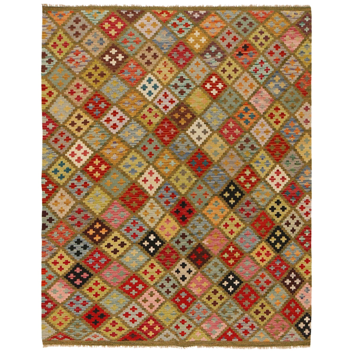 Handmade Vegetable Kelim 5' 3" x 6' 9" ft / 160 x 206 cm - No. P34966