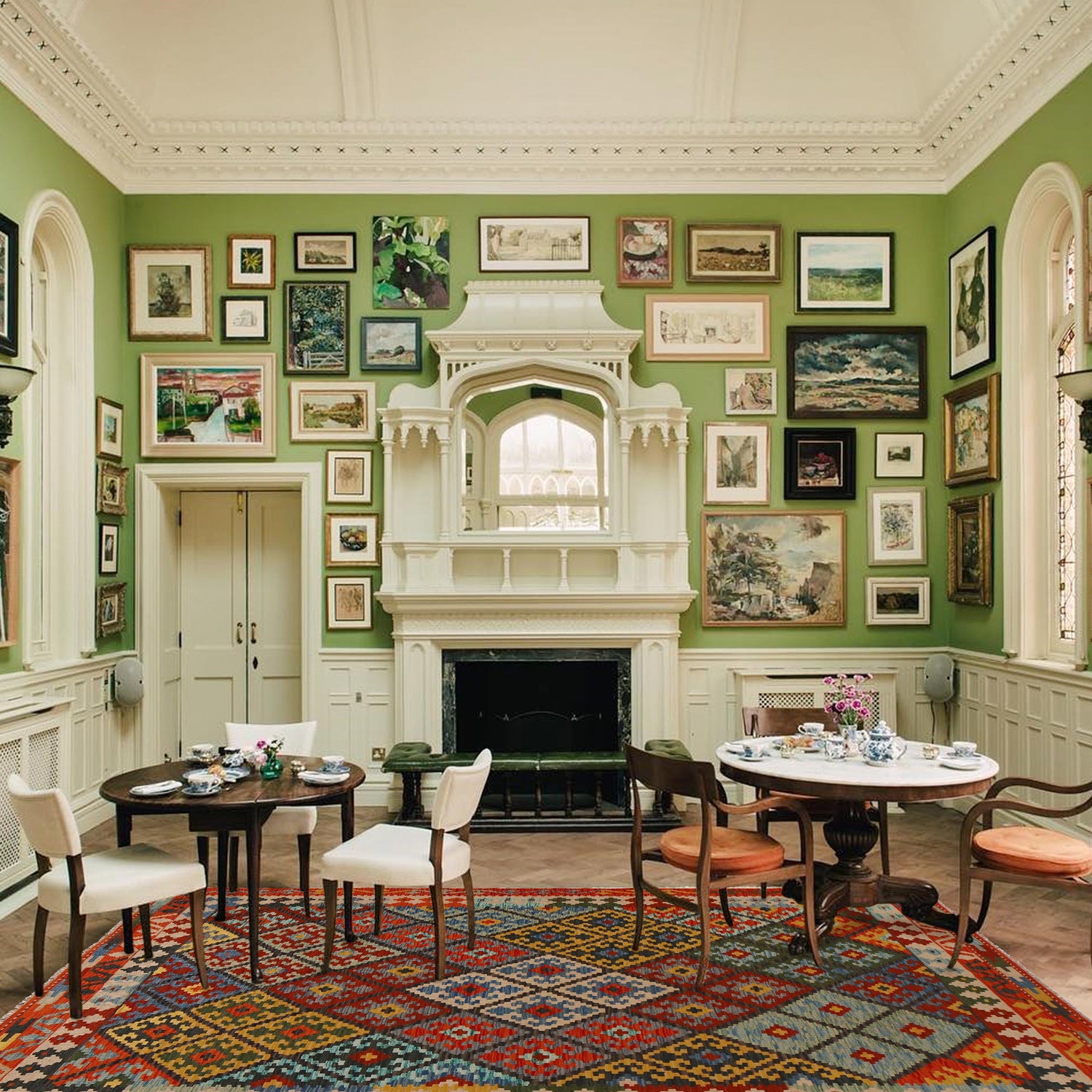 Hand Woven Wool Kelim 5' 8" x 8' 3" ft / 176 x 252 cm - No. P34978