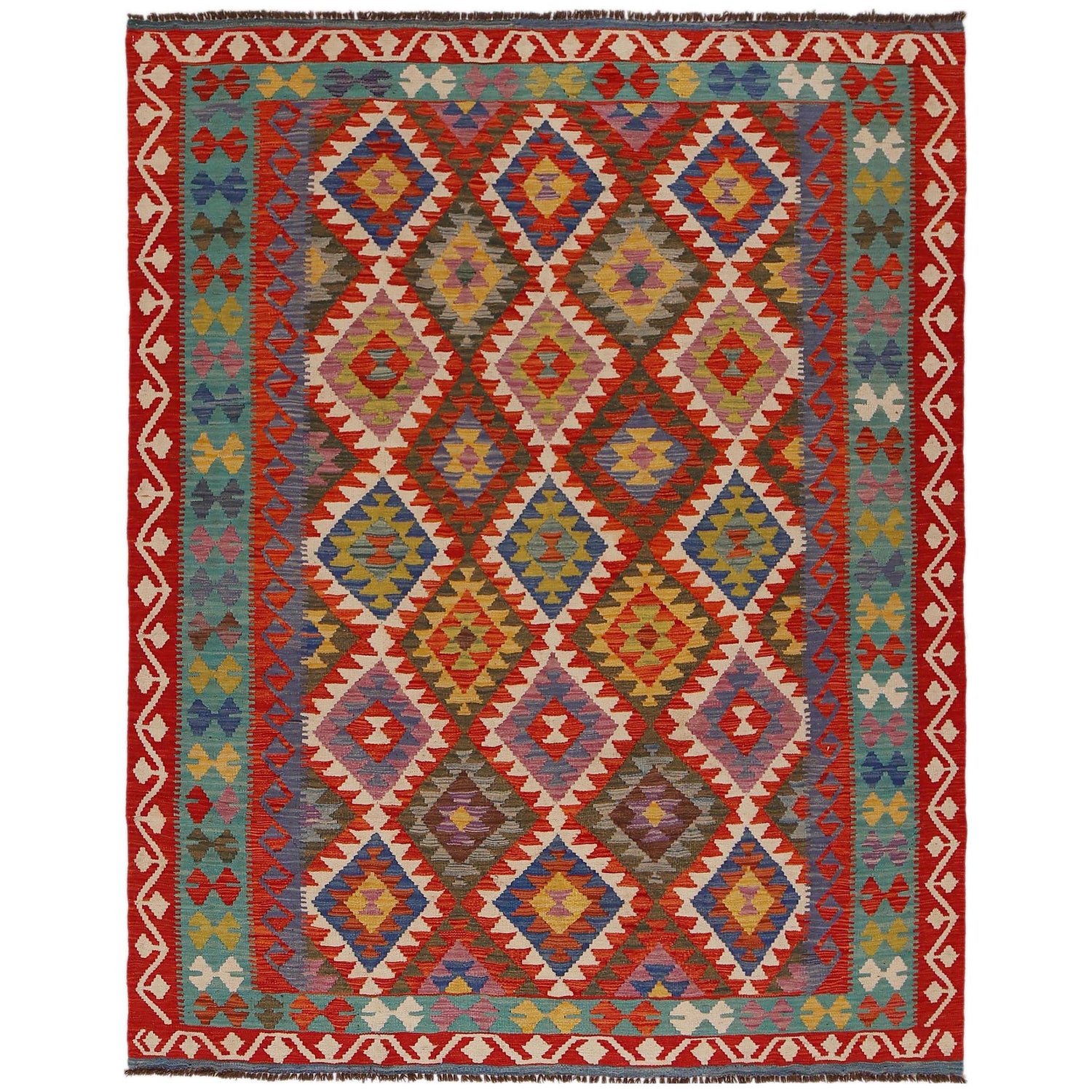 Hand Knotted Flatweave Kilim 5' 10" x 7' 8" ft / 178 x 234 cm - No. P34985
