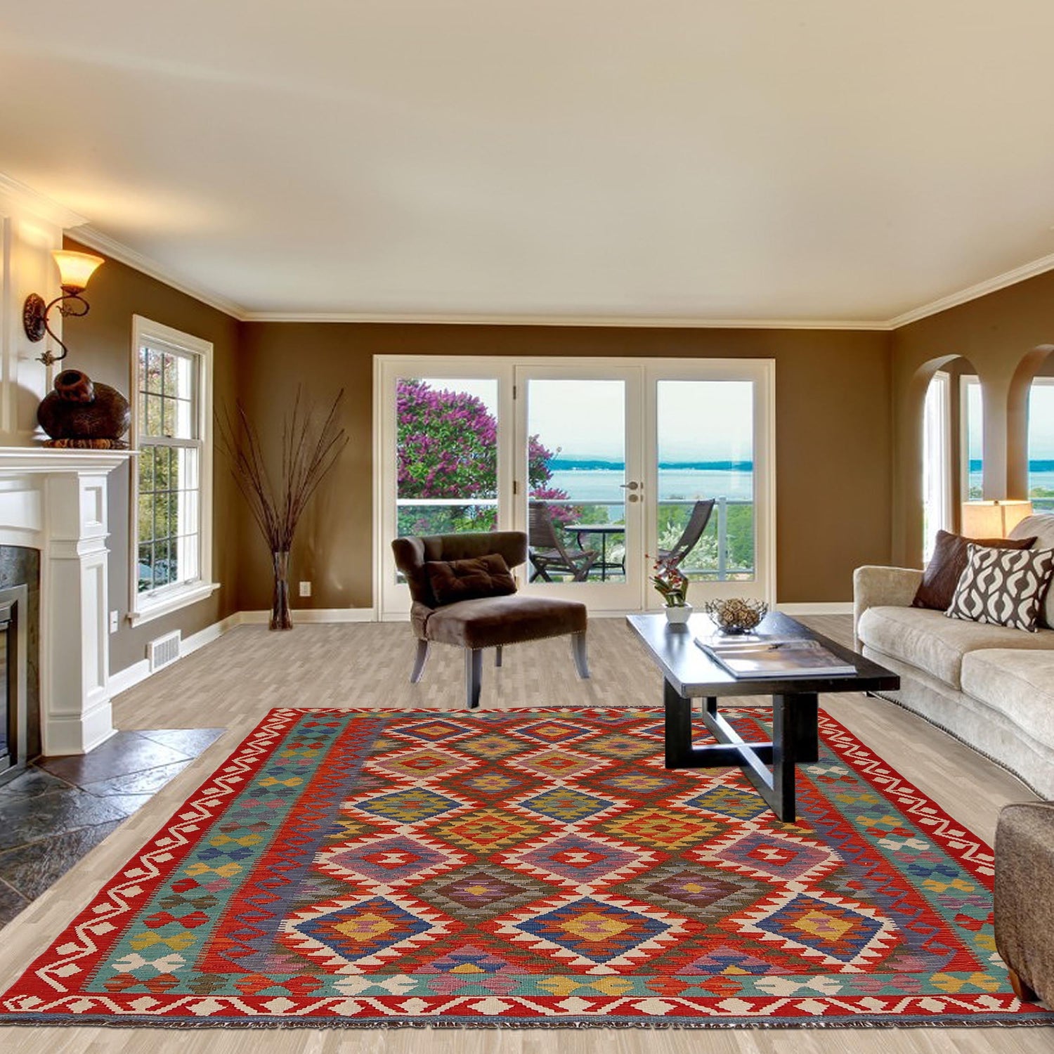 Hand Knotted Flatweave Kilim 5' 10" x 7' 8" ft / 178 x 234 cm - No. P34985