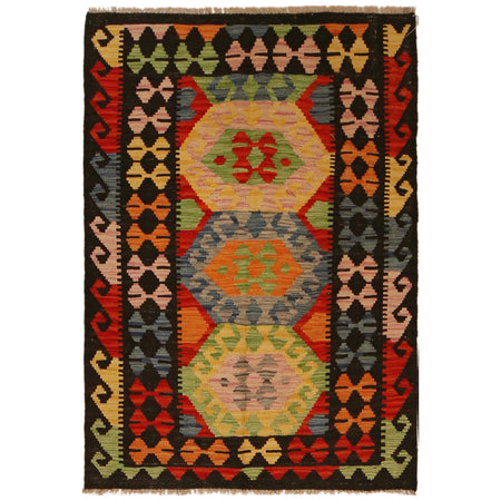 Handmade Turkish Design Wool Kilim 3' 4" x 4' 9" ft / 102 x 146 cm - No. P34987