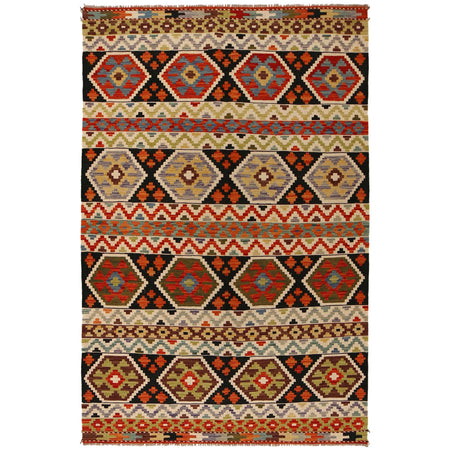 Hand Made Afghan Kilim 4' 10" x 7' 6" ft / 148 x 228 cm - No. P34988