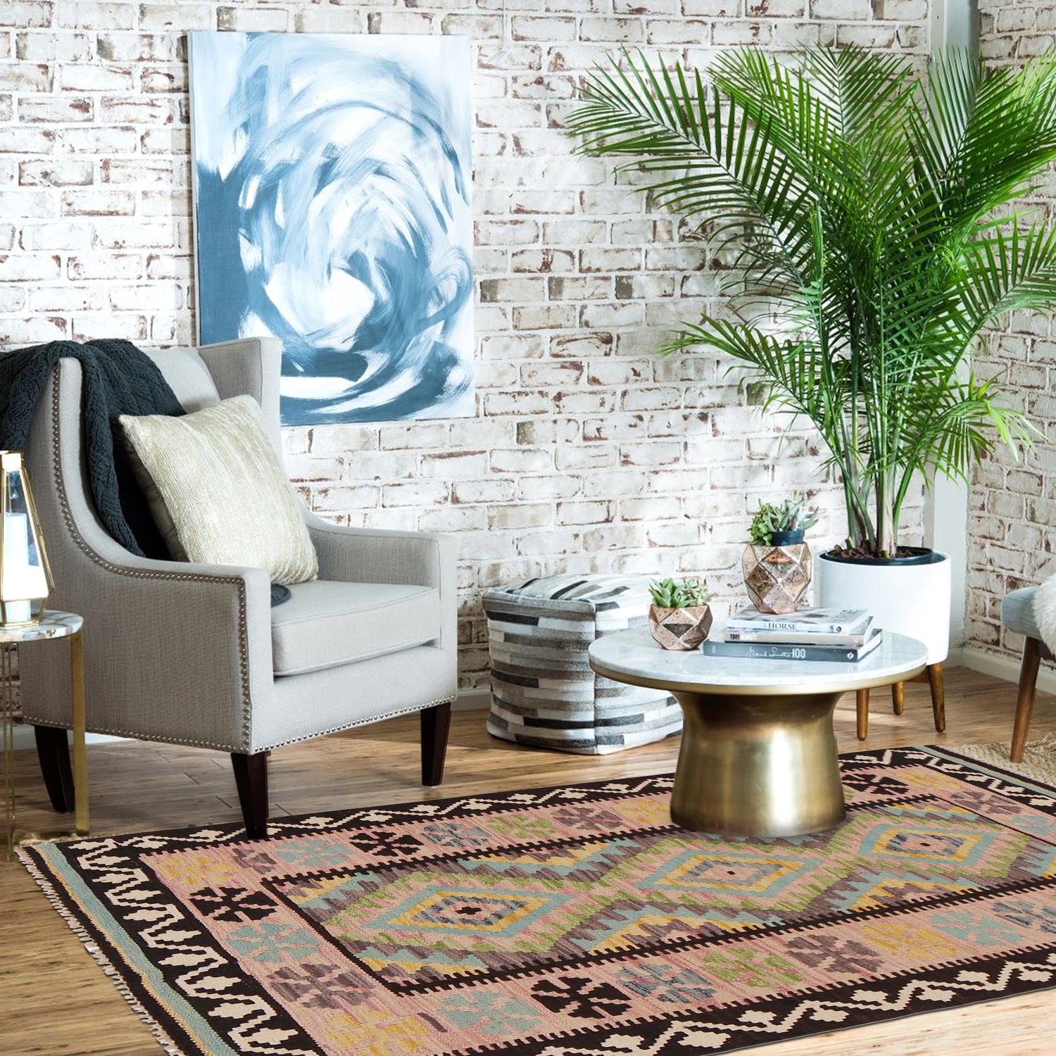 Small Size Chobi Kilim 3' 3" x 4' 10" ft / 98 x 148 cm - No. P34990