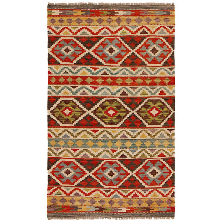 Hand Knotted Flatweave Kilim 3' 3" x 5' 3" ft / 98 x 160 cm - No. P34993