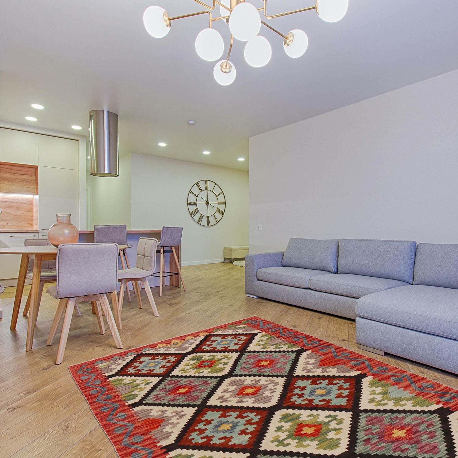 Handmade Afghan Vegetable Kilim 3' 2" x 5' 1" ft / 97 x 156 cm - No. P35015