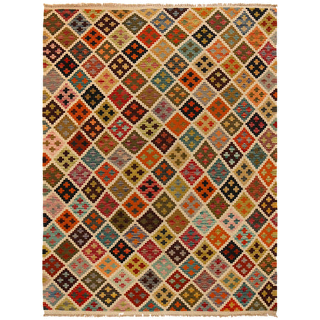 Hand Made Afghan Kilim 4' 11" x 6' 8" ft / 151 x 202 cm - No. P35019