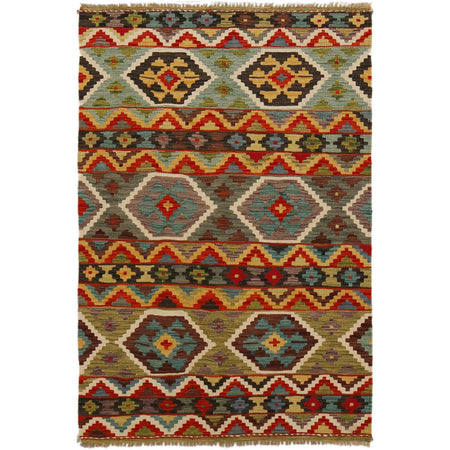 Hand Made Afghan Kilim 3' 5" x 5' 2" ft / 104 x 157 cm - No. P35023