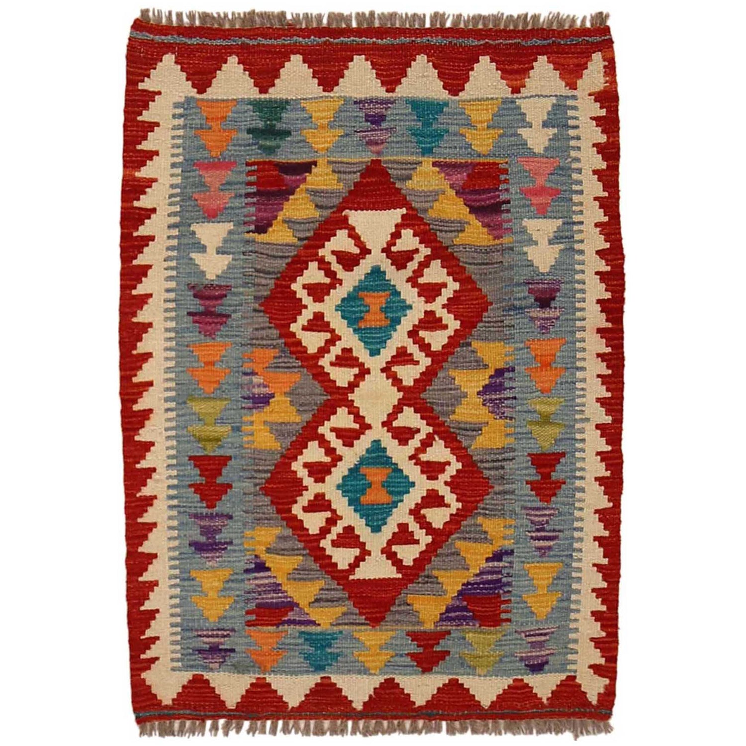 Hand Knotted Flatweave Kilim 2' 0" x 2' 11" ft / 62 x 88 cm - No. P35033