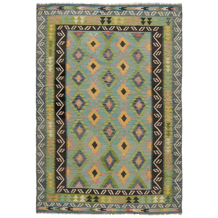 Handmade Turkish Design Wool Kilim 5' 8" x 8' 4" ft / 172 x 255 cm - No. P35048