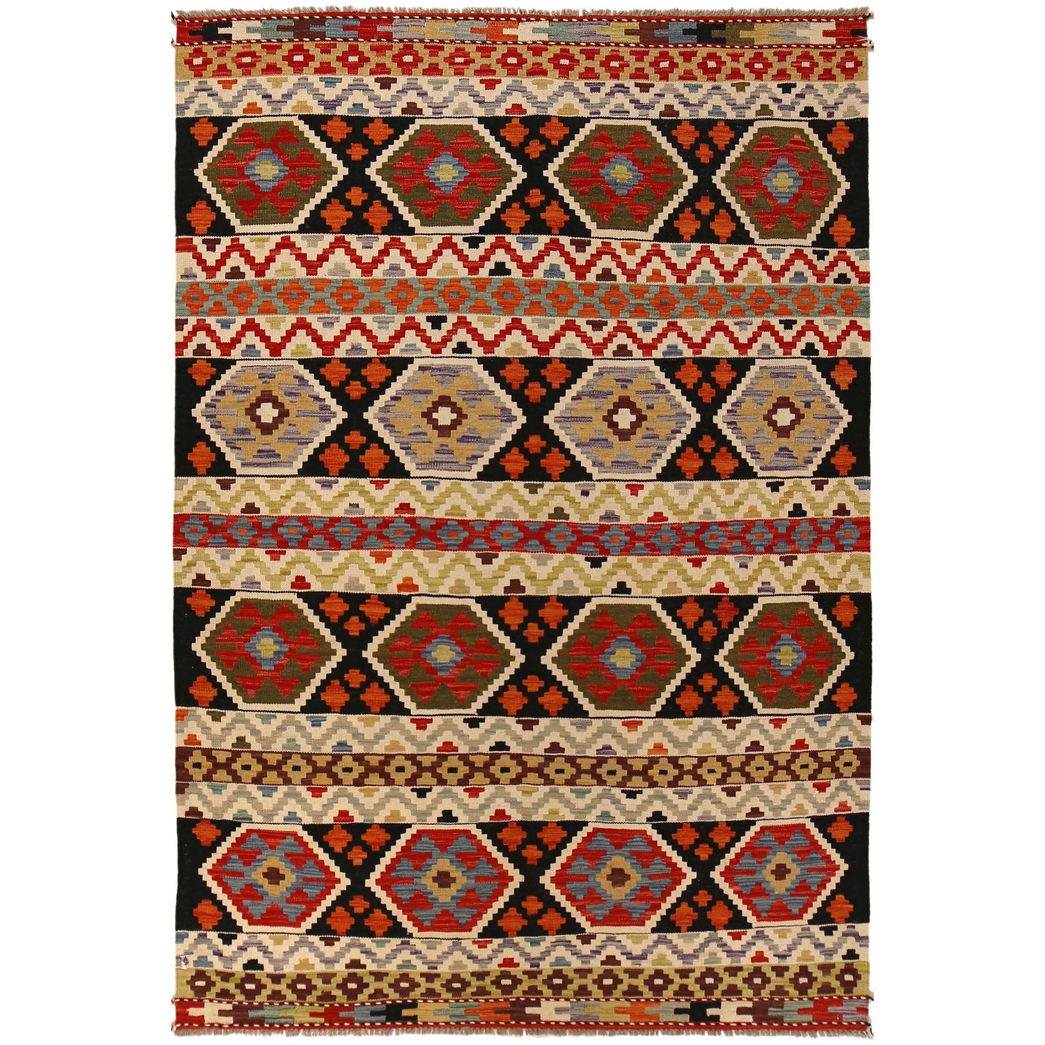 Handmade Vegetable Kilim 4' 10" x 7' 5" ft / 148 x 226 cm - No. P35050