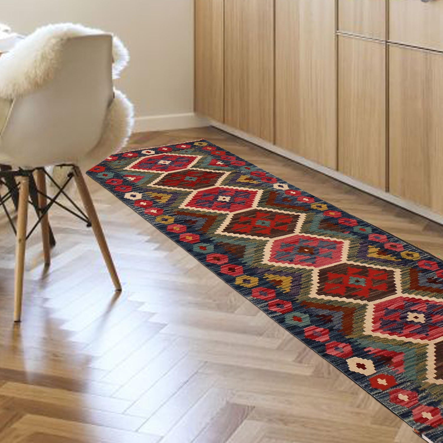 Short Chobi Kilim Runner 2' 3"x 6' 7" ft / 68 x 200 cm - No. P35053