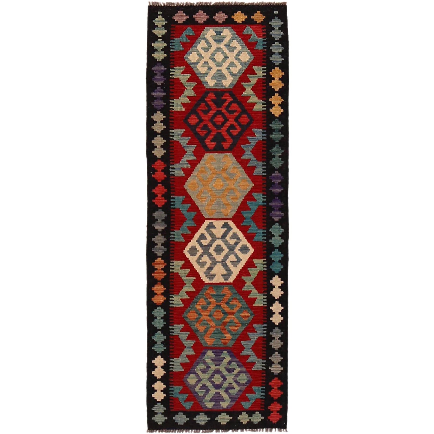 Hand Made Afghan Kilim Runner 2' 0"x 6' 5" ft / 62 x 195 cm - No. P35055