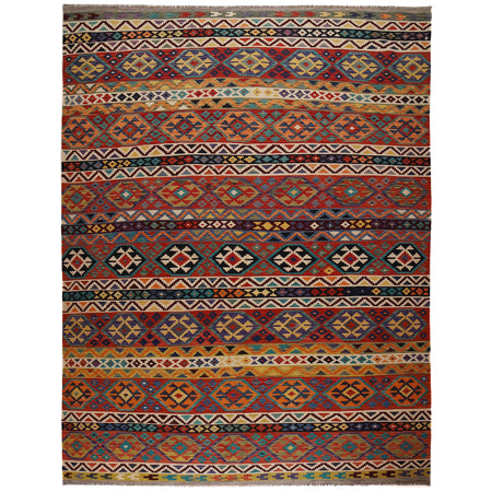 Hand Knotted Afghan Style Kilim 9' 7" x 12' 8" ft / 292 x 386 cm - No. P35056
