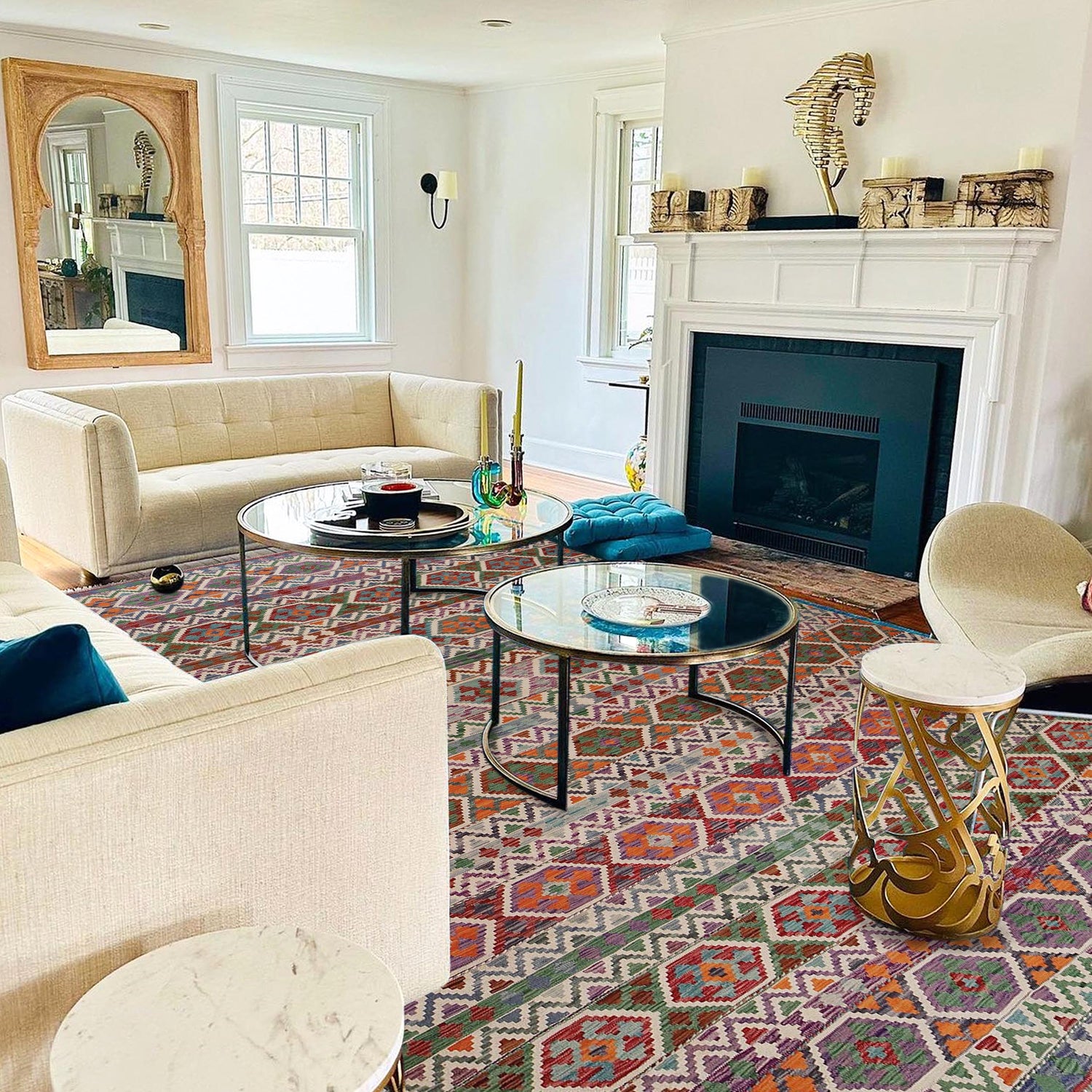 Large Size Chobi Kilim 10' 5" x 13' 5" ft / 317 x 409 cm - No. P35062