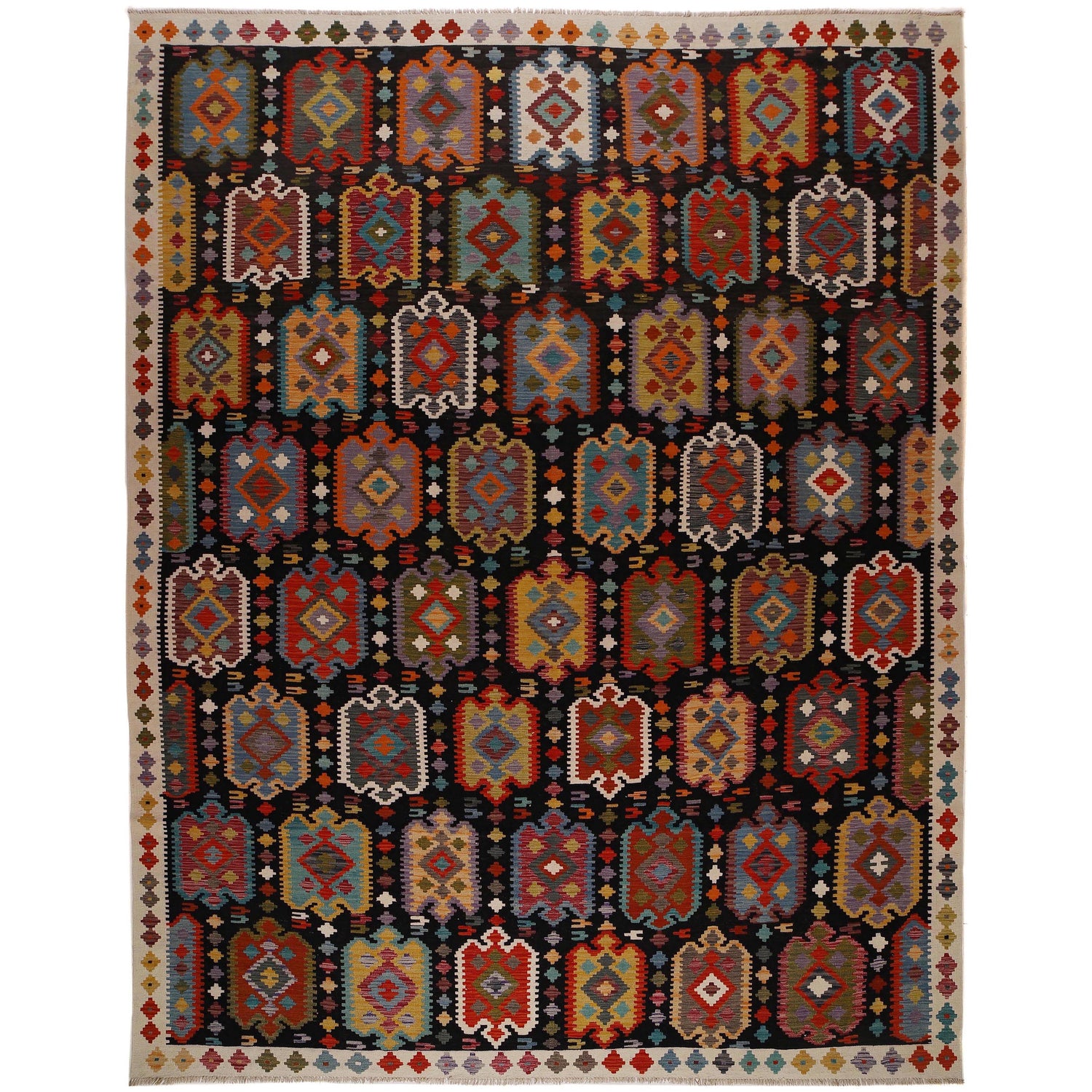 Handmade Afghan Vegetable Kilim 9' 10" x 13' 2" ft / 300 x 402 cm - No. P35063