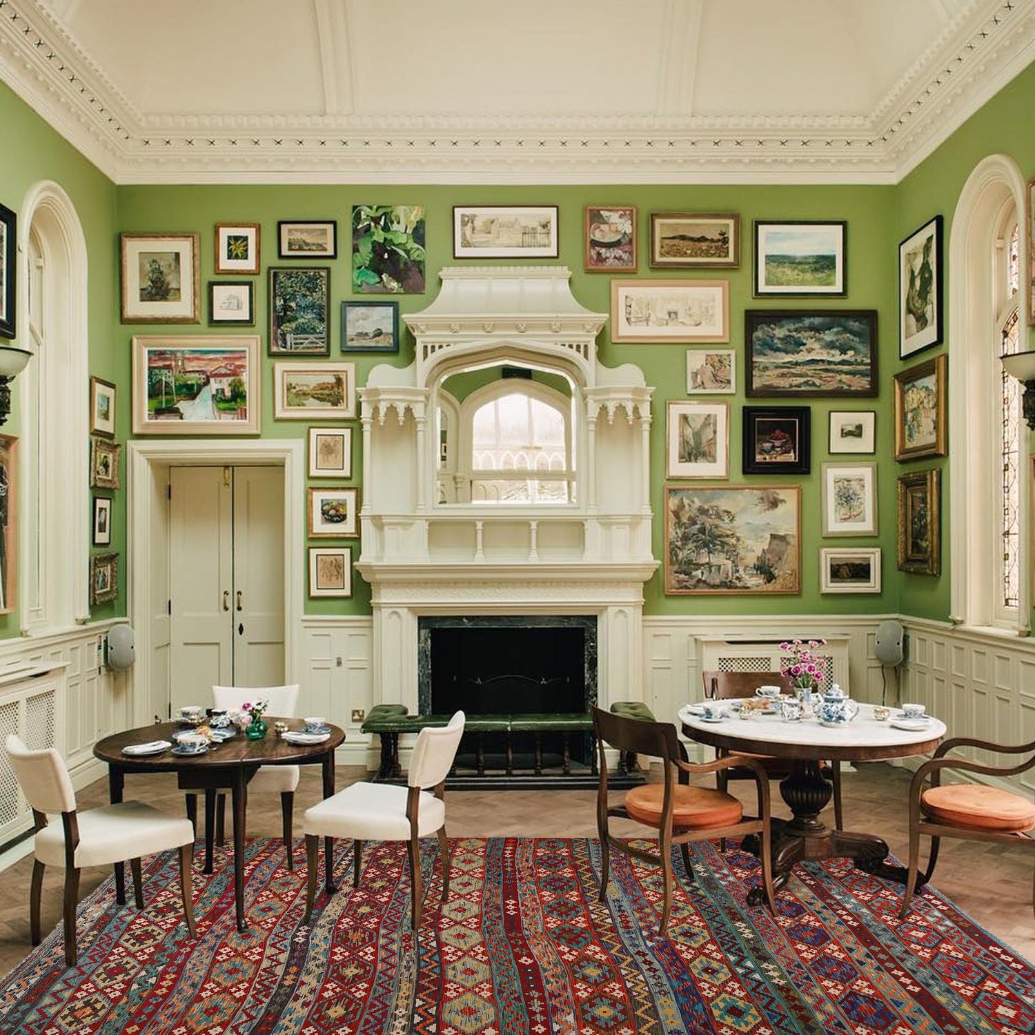 Hand Made Afghan Kilim 9' 9" x 12' 10" ft / 296 x 390 cm - No. P35064