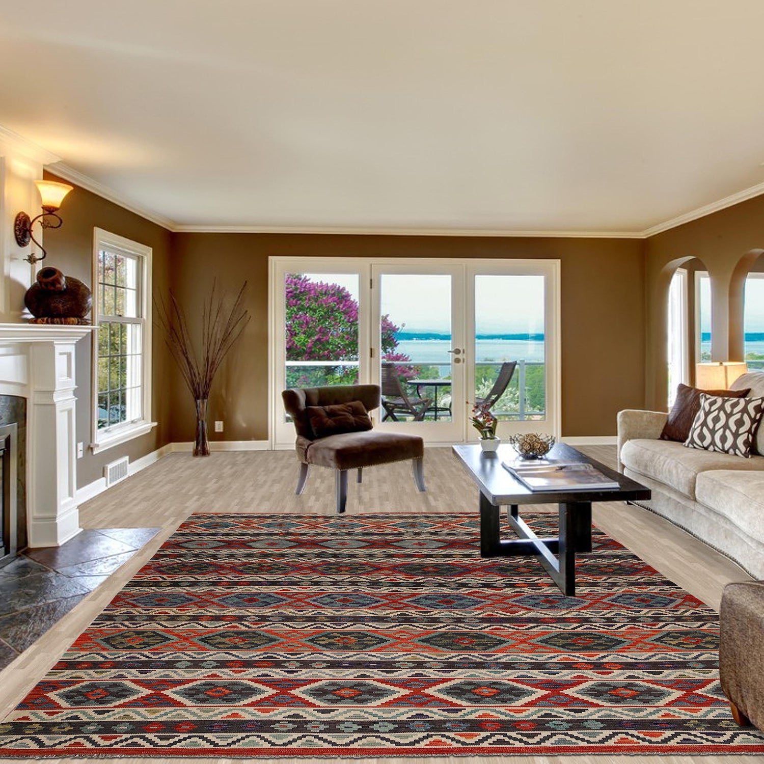 Handmade Turkish Design Wool Kilim 8' 2" x 11' 7" ft / 250 x 354 cm - No. P35068