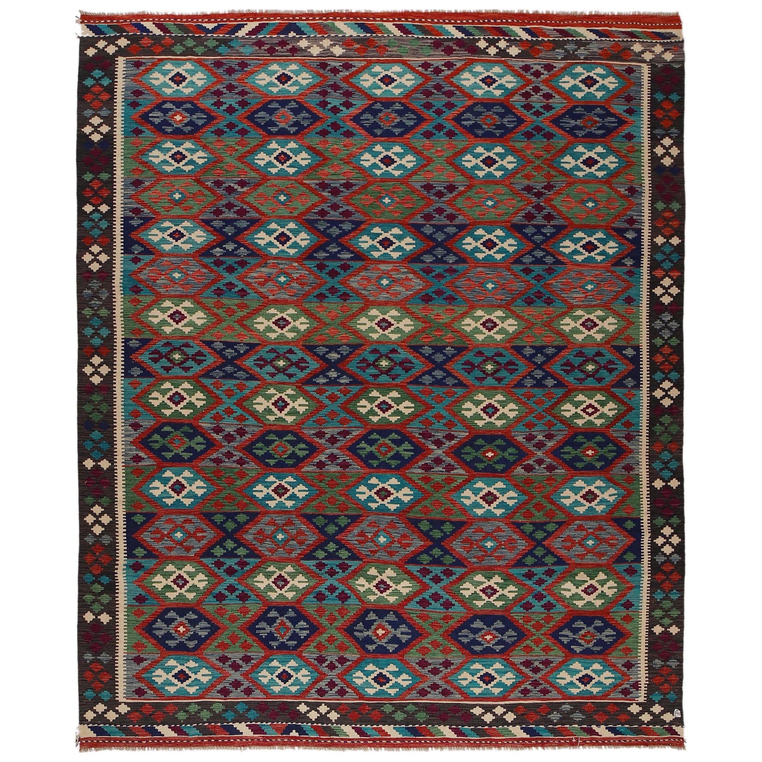 Handmade Vegetable Kilim 8' 1" x 9' 10" ft / 246 x 300 cm - No. P35070