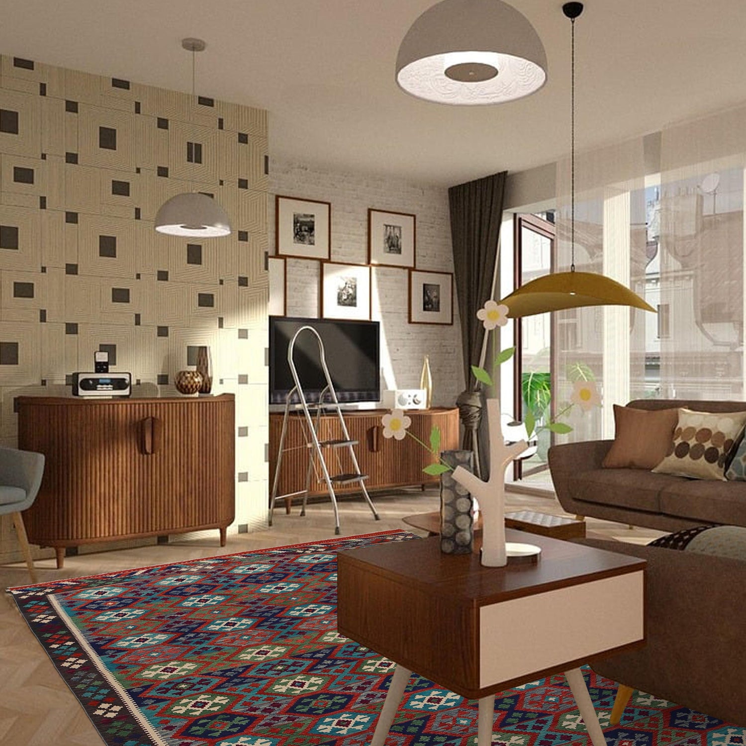 Handmade Vegetable Kilim 8' 1" x 9' 10" ft / 246 x 300 cm - No. P35070