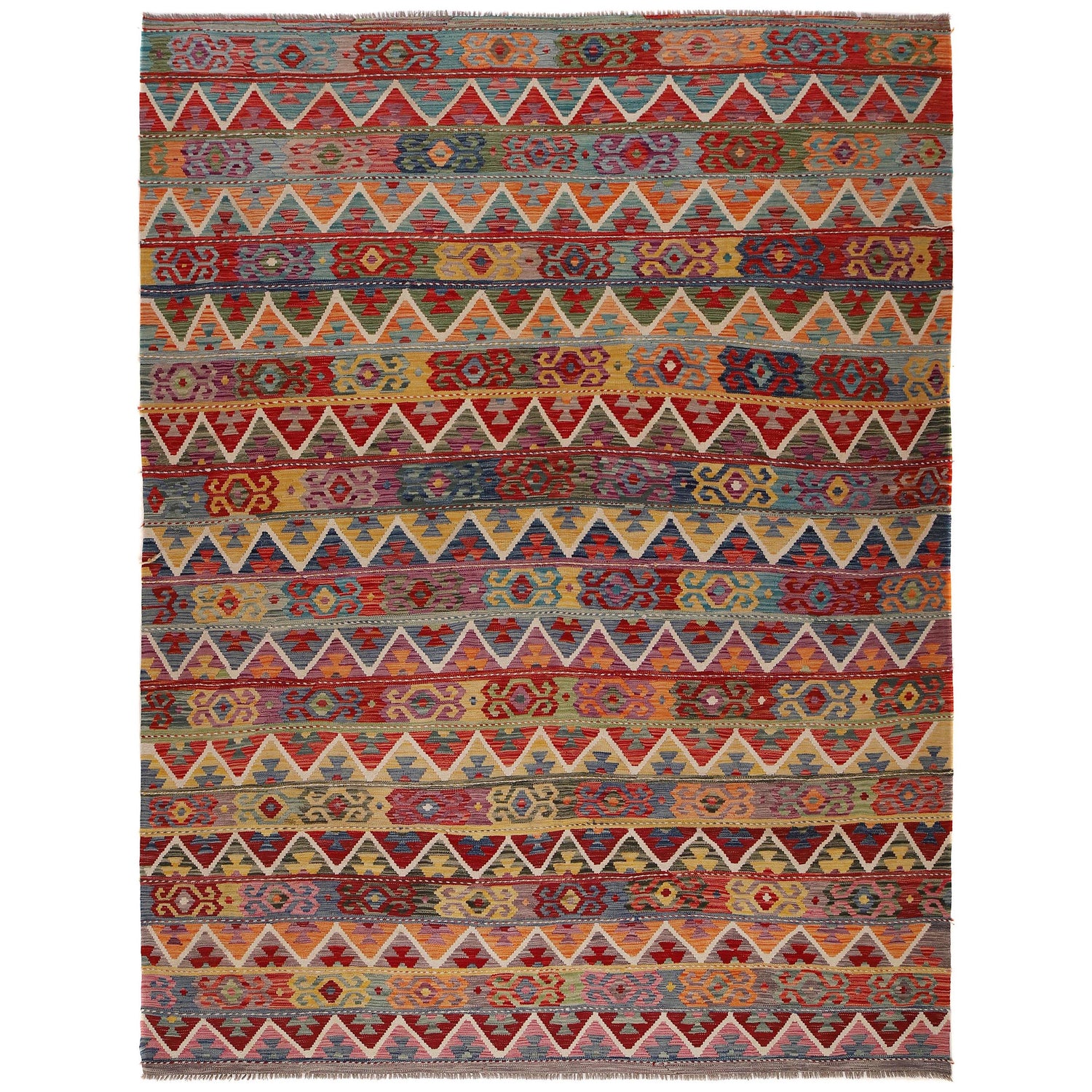 Hand Made Afghan Kilim 8' 8" x 11' 6" ft / 265 x 350 cm - No. P35074