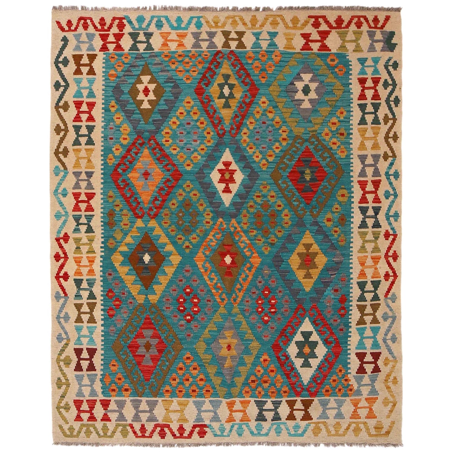 Hand Knotted Flatweave Kilim 5' 3" x 6' 4" ft / 159 x 192 cm - No. P35076