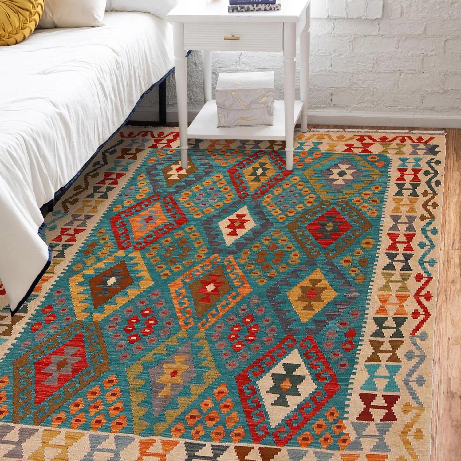 Hand Knotted Flatweave Kilim 5' 3" x 6' 4" ft / 159 x 192 cm - No. P35076