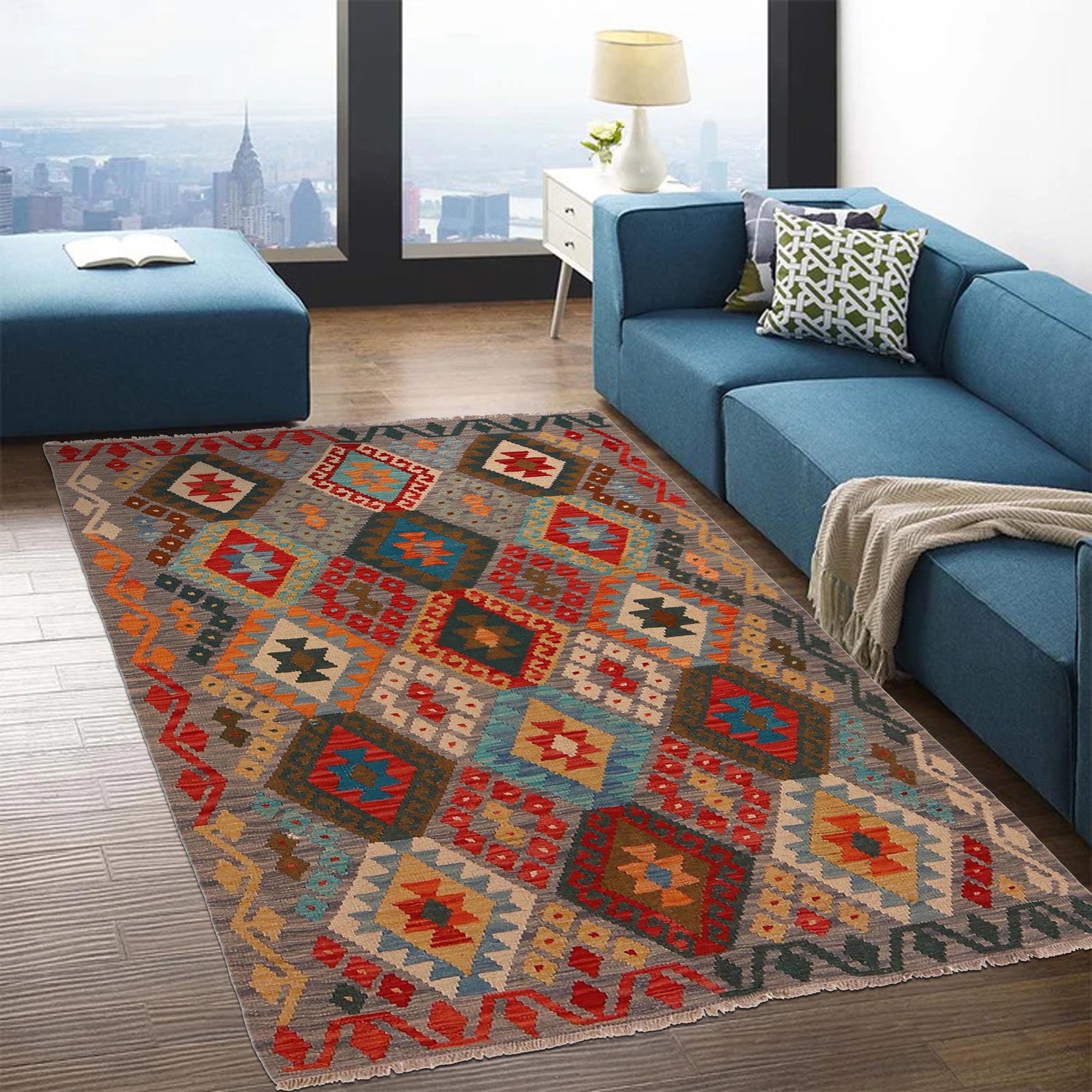 Small Size Chobi Kilim 4' 1" x 5' 7" ft / 125 x 169 cm - No. P35081