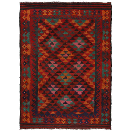 Flatweave Red Kilim 6' 4" x 8' 9" ft / 194 x 267 cm - No. P35087