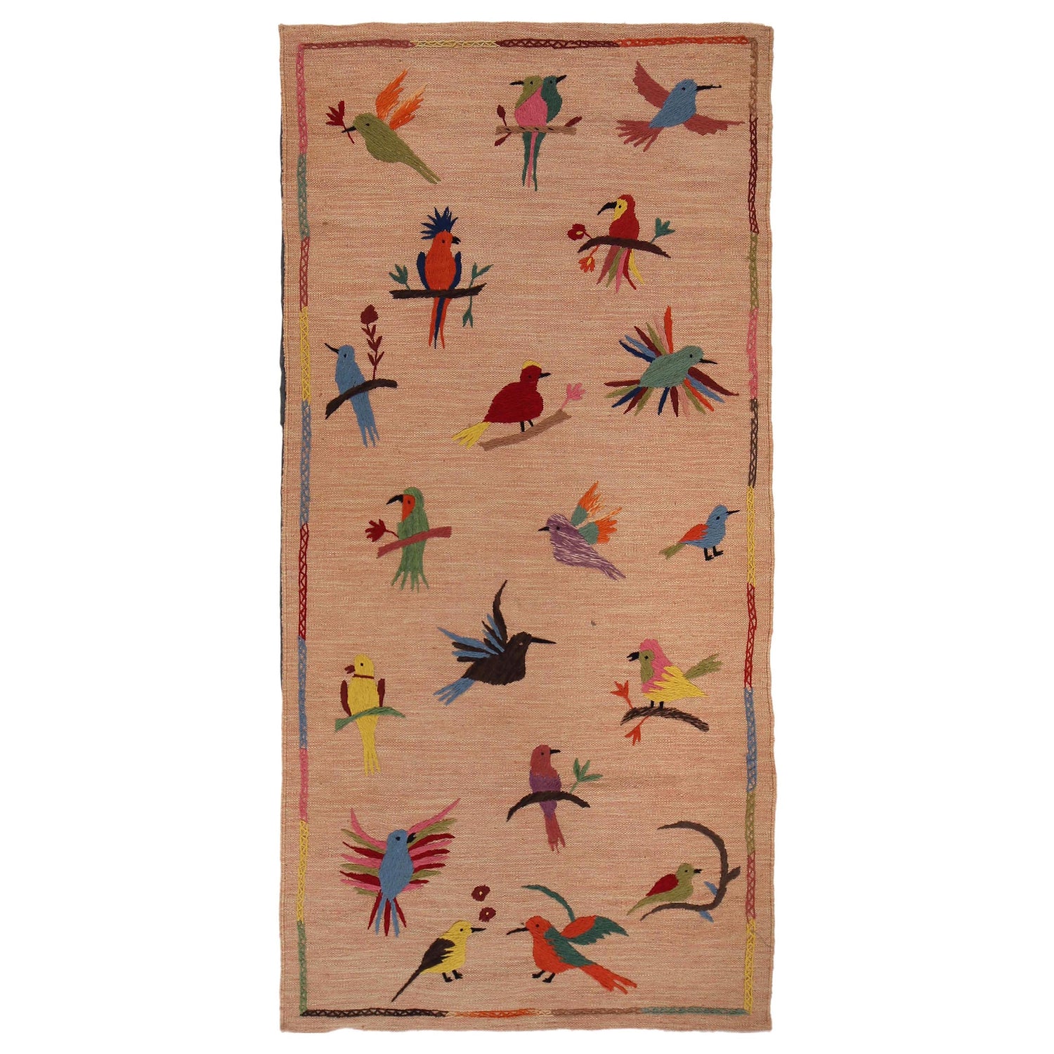 Pakistani Embroidery Kilim Runner 3' 3"x 6' 10" ft / 98 x 209 cm - No. P35159