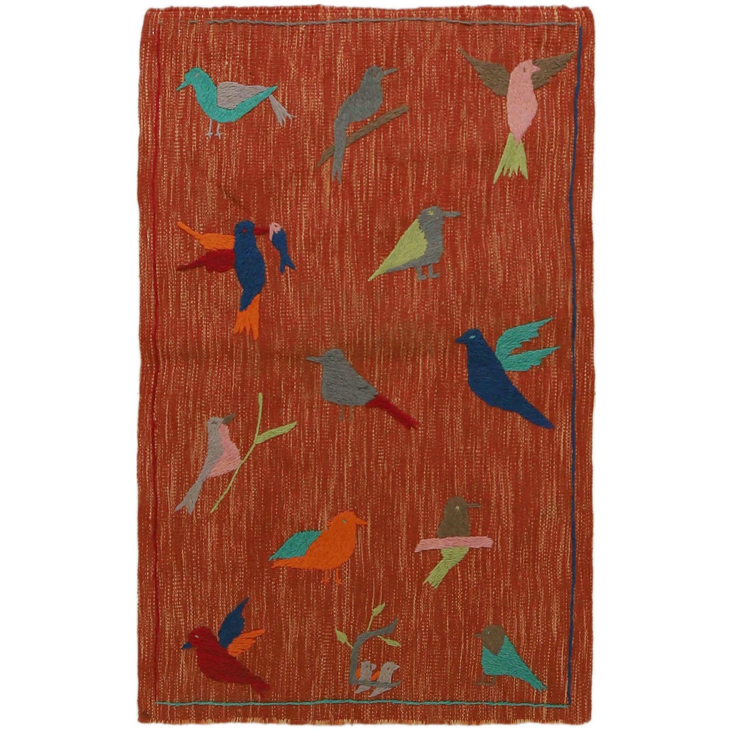 Pakistani Embroidery Kilim 2' 7" x 4' 1" ft / 79 x 125 cm - No. P35160