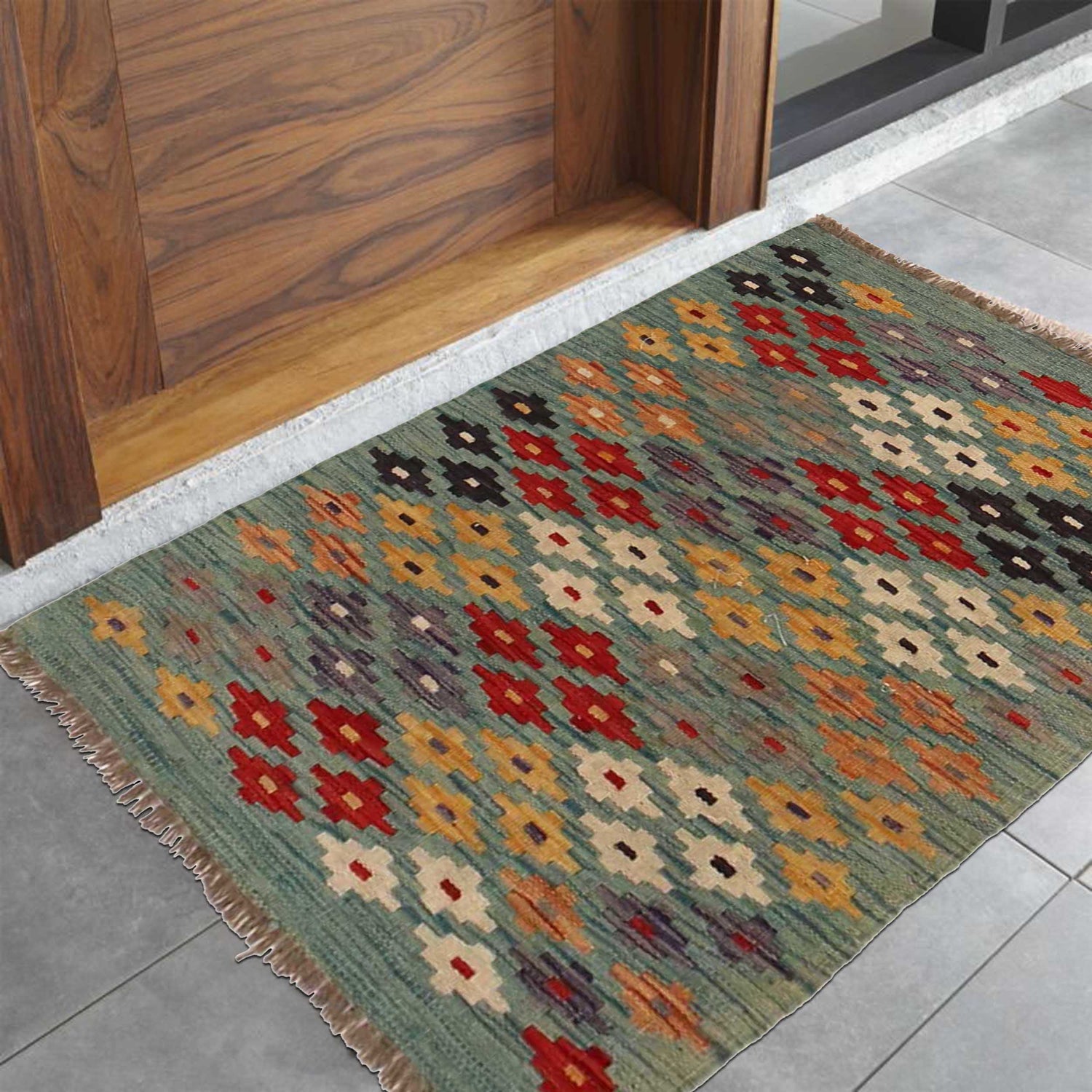 Handmade Vegetable Kilim 2' 1" x 3' 2" ft / 63 x 96 cm - No. P35303