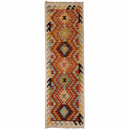 Hand Woven Wool Kelim Runner 2' 1" x 6' 9" ft / 64 x 205 cm - No. P35311