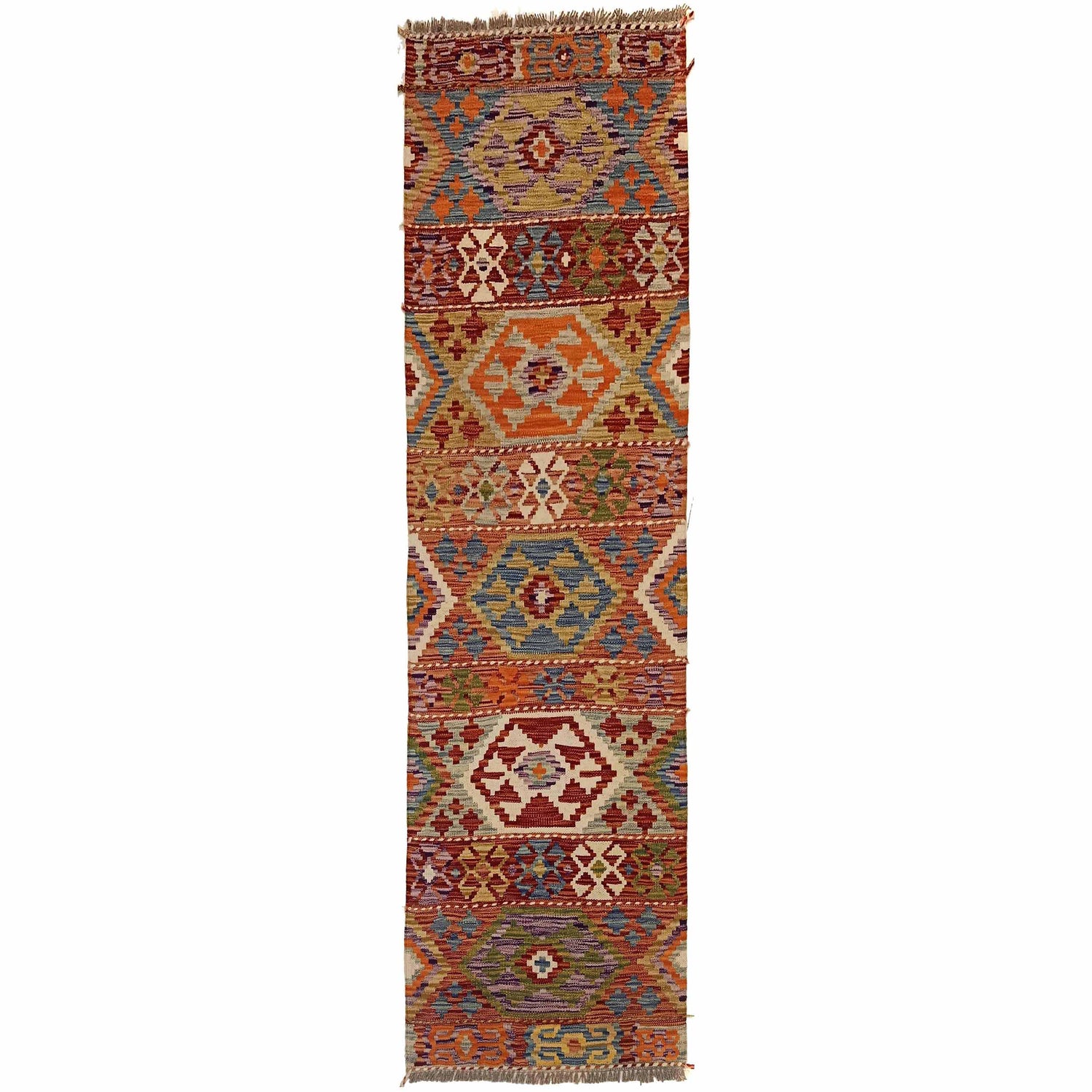 Handmade Turkish Design Wool Kilim Runner 2' 3" x 6' 9" ft / 68 x 205 cm - No. P35312