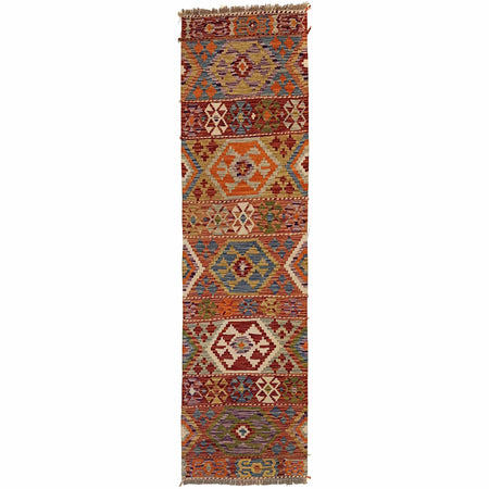 Handmade Turkish Design Wool Kilim Runner 2' 3" x 6' 9" ft / 68 x 205 cm - No. P35312