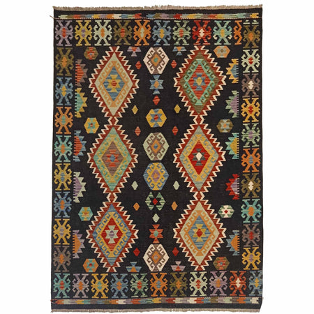 Hand Knotted Afghan Style Kilim 5' 0" x 6' 7" ft / 153 x 200 cm - No. P35334