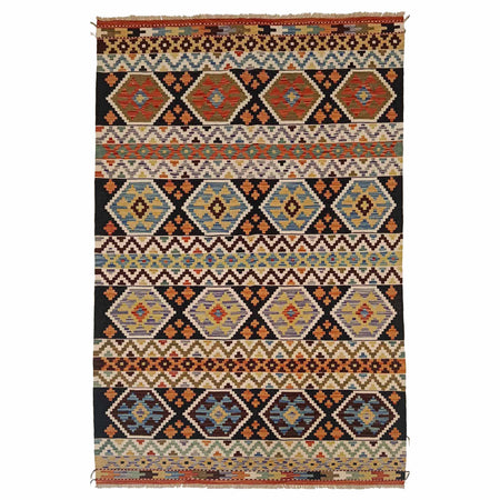 Handmade Afghan Vegetable Kilim 4' 10" x 8' 5" ft / 148 x 256 cm - No. P35335