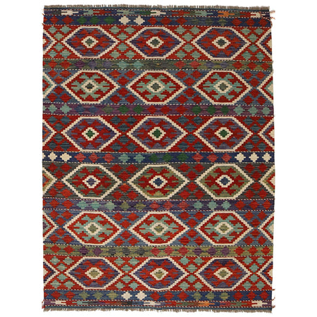 Handmade Afghan Vegetable Kilim 5' 1" x 6' 9" ft / 156 x 206 cm - No. P35340