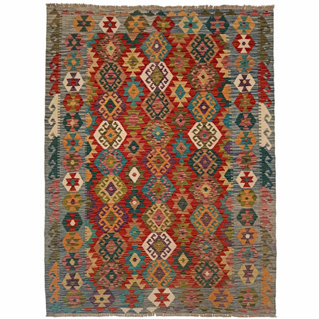Handmade Turkish Design Wool Kilim 4' 11" x 6' 5" ft / 149 x 196 cm - No. P35345
