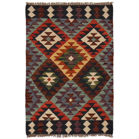 Hand Knotted Afghan Style Kilim 2' 0" x 3' 1" ft / 61 x 93 cm - No. P35354