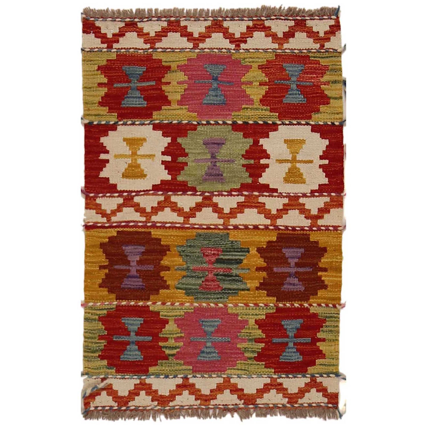 Handmade Afghan Vegetable Kilim 1' 11" x 2' 9" ft / 58 x 85 cm - No. P35364