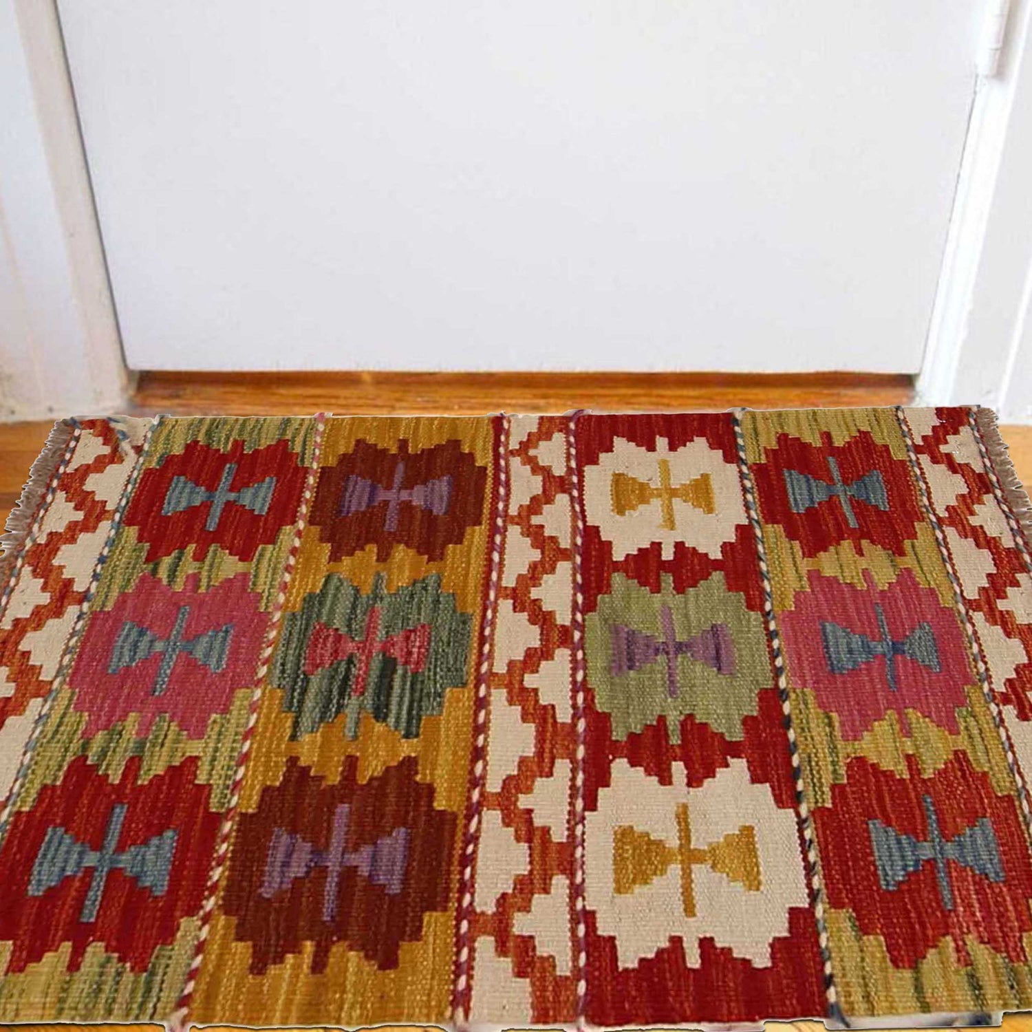 Handmade Afghan Vegetable Kilim 1' 11" x 2' 9" ft / 58 x 85 cm - No. P35364