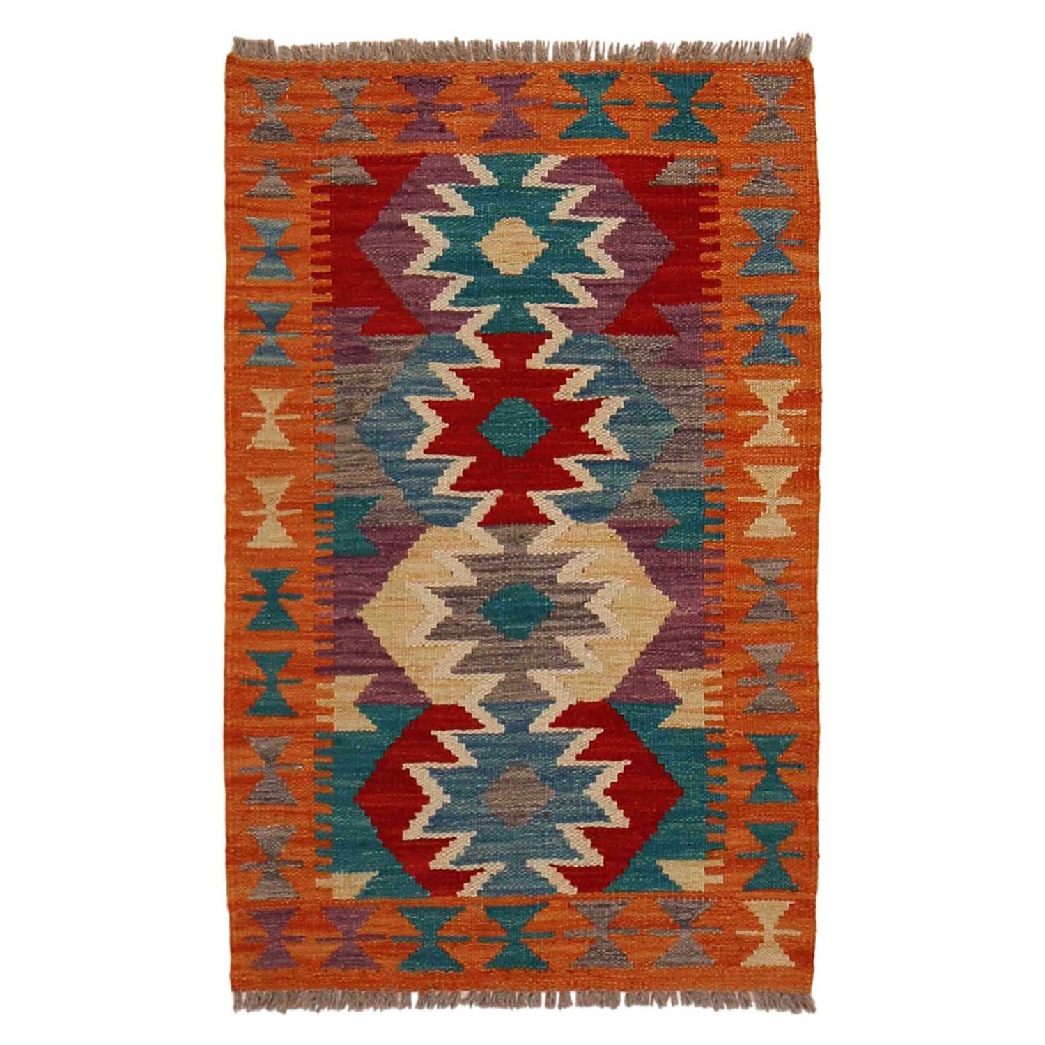 Hand Made Afghan Kilim 2' 1" x 3' 2" ft / 63 x 97 cm - No. P35369