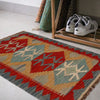 Multi Color ful Flat-Weave Wool Kilim 1' 11" x 3' 1" ft / 58 x 93 cm - No. P35370