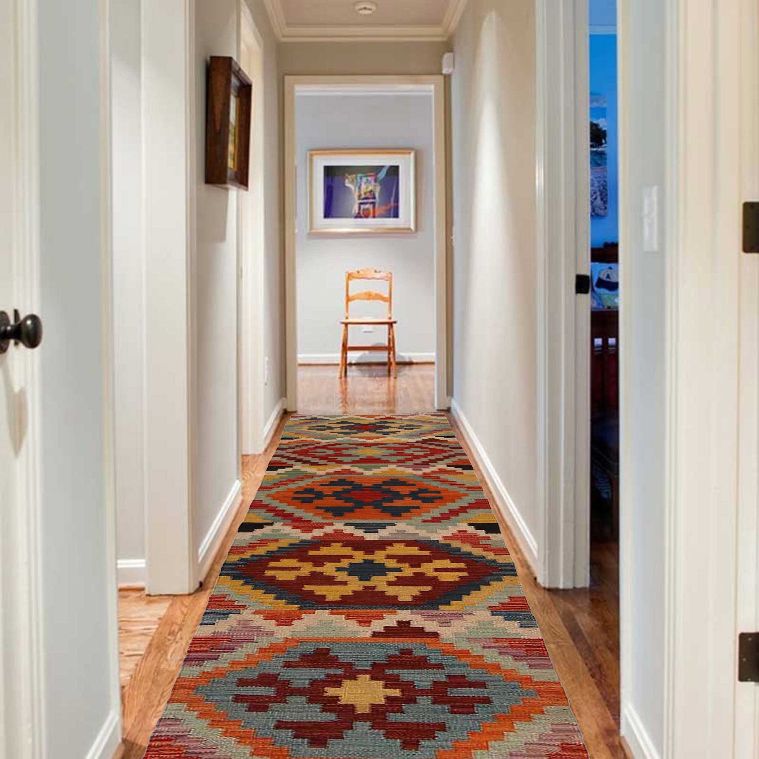 Handmade Vegetable Kelim Runner 1' 7" x 9' 8" ft / 49 x 295 cm - No. P35376