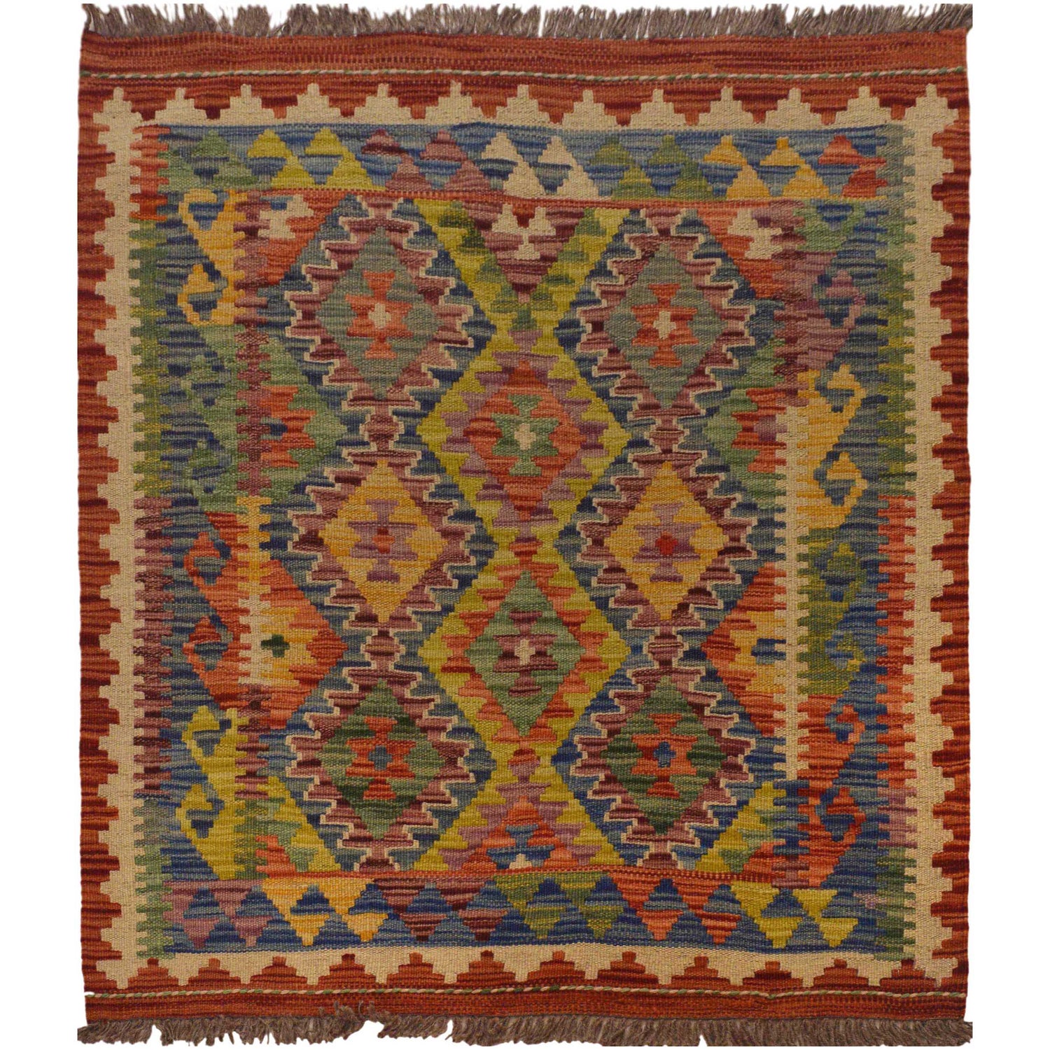 Handmade Vegetable Kilim 2' 10" x 3' 7" ft / 86 x 110 cm - No. P35465