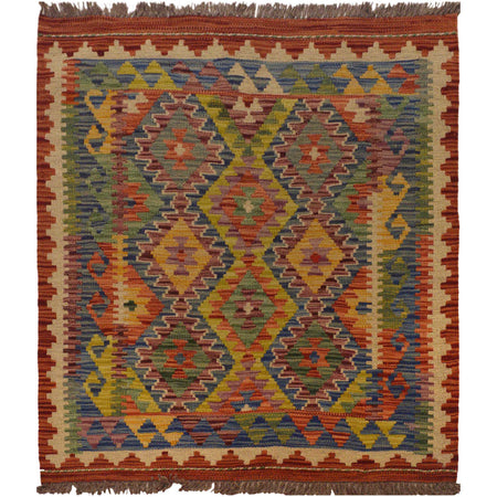 Handmade Vegetable Kilim 2' 10" x 3' 7" ft / 86 x 110 cm - No. P35465