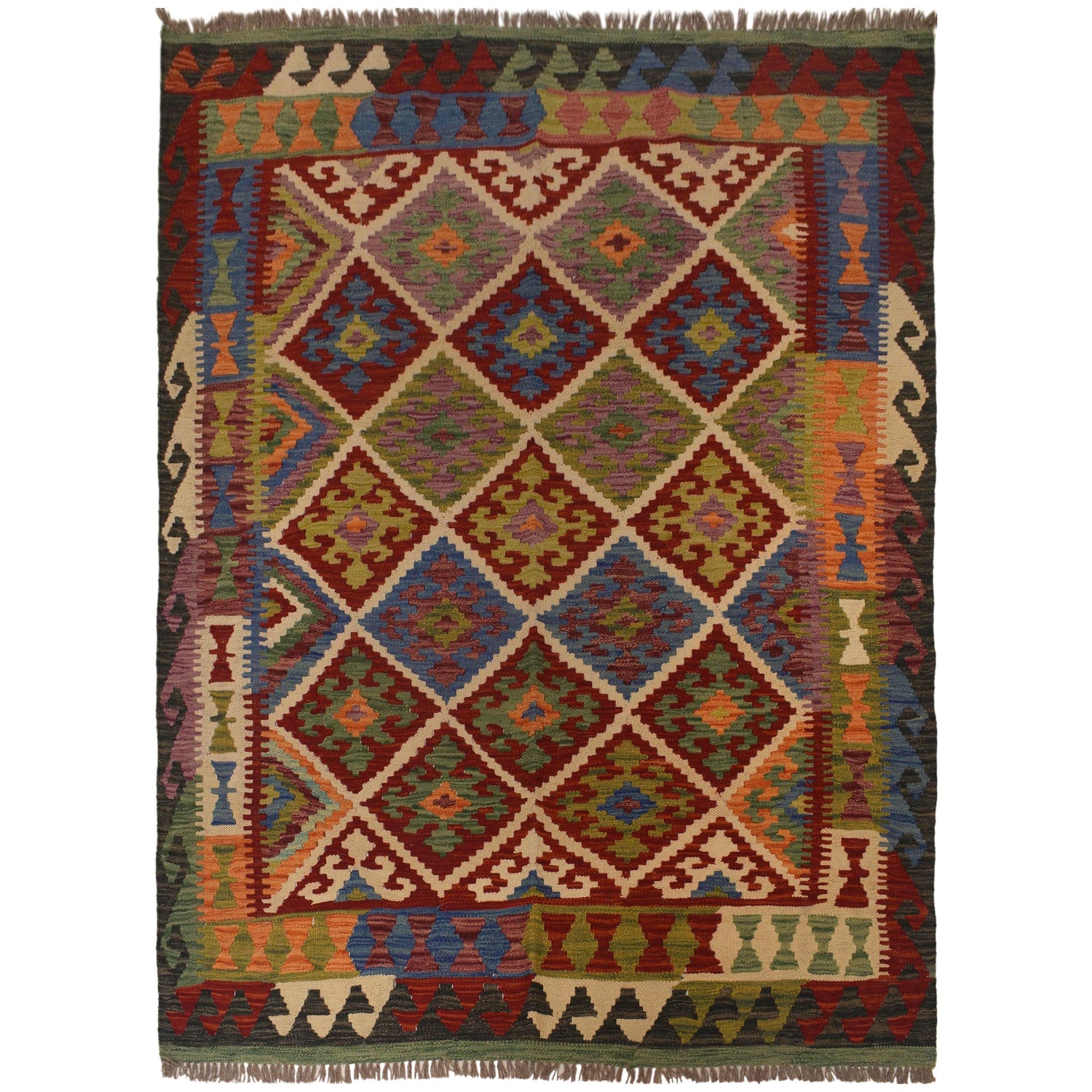 Handmade Vegetable KIlim 5' 0" x 6' 0" ft / 153 x 184 cm - No. P35474