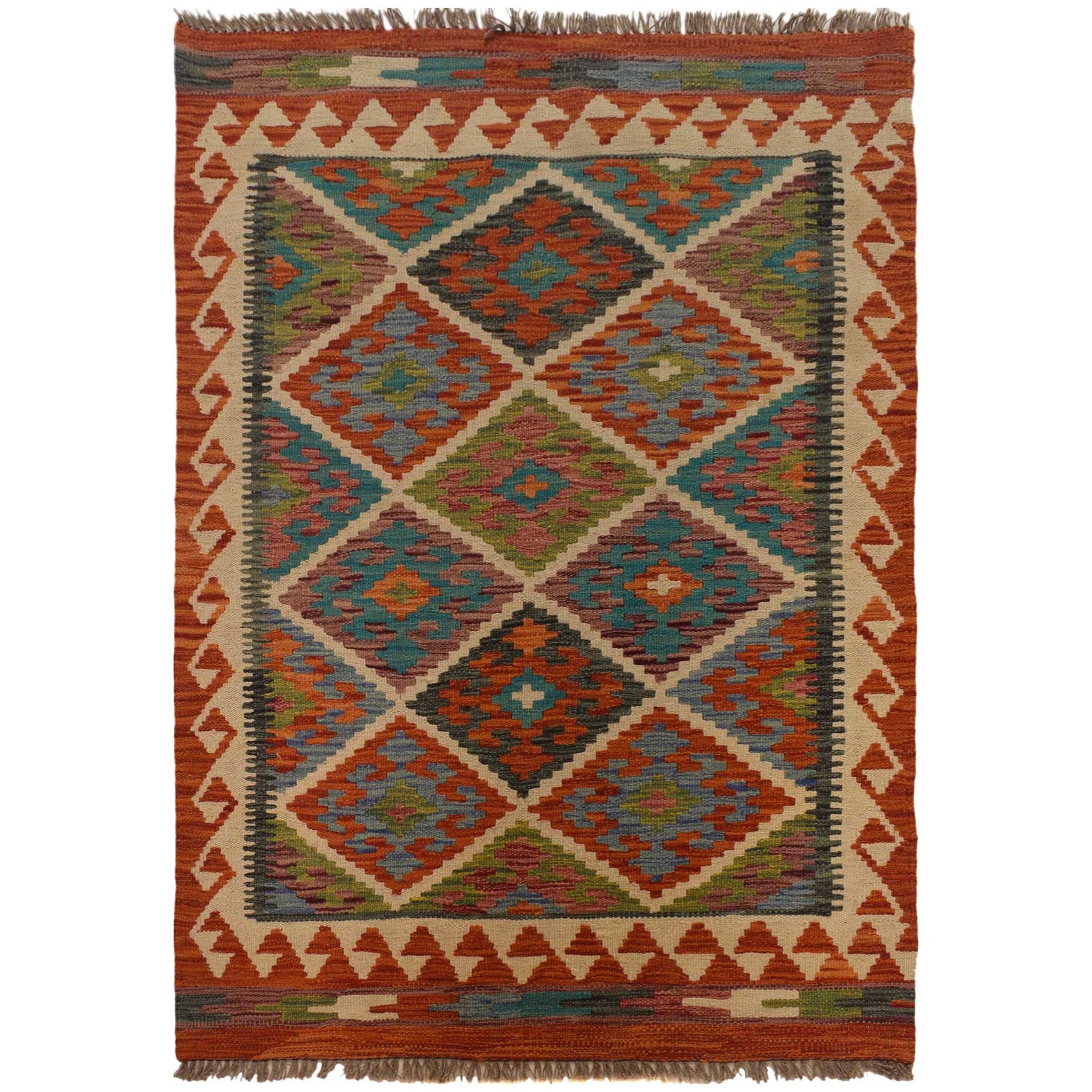 Handmade Vegetable Kilim 3' 2" x 4' 11" ft / 96 x 151 cm - No. P35494