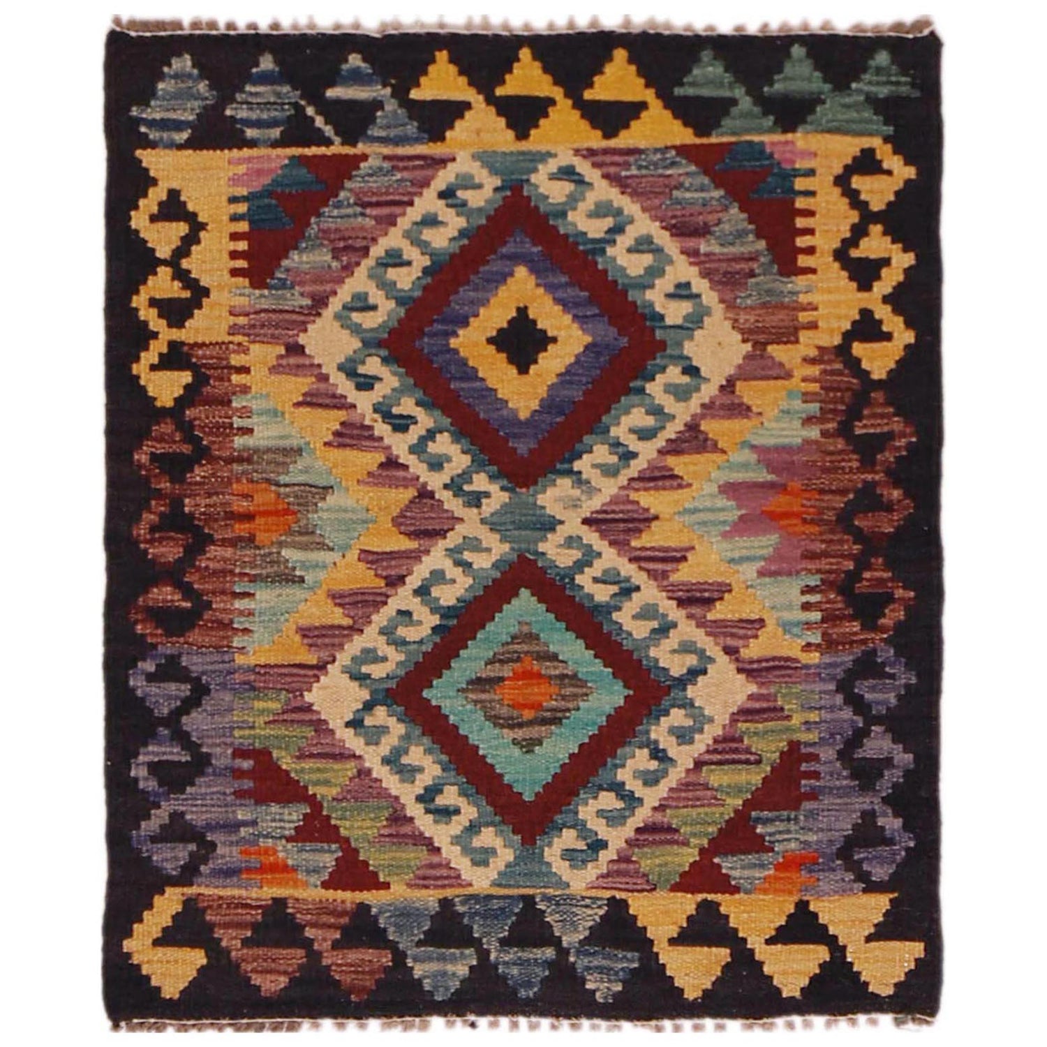 Handmade Vegetable Kilim 2' 1" x 2' 9" ft / 64 x 84 cm - No. P35609