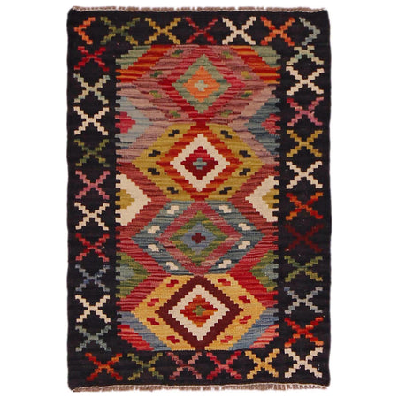 Handmade Turkish Design Wool Kilim 2' 0" x 2' 11" ft / 62 x 89 cm - No. P35613